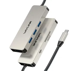 WAVLINK 7-in-1 USB Cドッキングステーション、マルチポートアダプタ、4K HDMI出力、100W PD入力、3 x 5Gbps USB3.1、SD/TFカードリーダー、USB Cドングル、 Thunderbolt 3/4ノートPC用