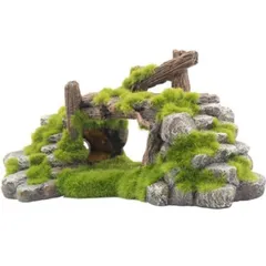 ASPALAND 水槽 オブジェ 置物 苔 流木 アクアリウム 小魚 隠れ家 金魚 メダカ エビ シェルター オーナメント 