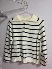 白黒ストライプニットカーディガン