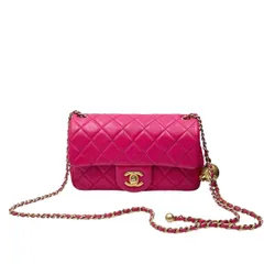 【中古】 CHANEL シャネル  ミニフラップ チェーンバッグ マトラッセ 20 ココボール AS1787 ラムスキン ピンク ヴィンテージ加工ゴールド金具 レザー チェーンショルダー レディース 25019381 HO