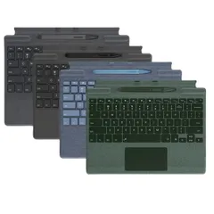Surface用タッチペン 付き Surface Pro 11/10/9/8/X キーボード＆Surface ペンセット 軽量タイプカバー 磁気吸着式 タッチパッド搭載 七色バックライト付き 薄型 分離式キーボード US英語配列 多角度調整 静音設計 ...