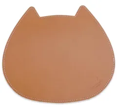 meow cheri マウスパッド 猫 ねこ 可愛い おしゃれ 本革 レザー 栃木レザー 日本製 プレゼント ギフト 猫好き プレゼント 女性 猫モチーフ 猫デザイン ねこのひ ネコの日 222 catday 猫雑貨 猫グッズ 贈り物 記念日 (ベージュ)