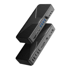 Yottamaster USB C ドッキングステーション 20 in 1 Type C Dock 4画面出力 4K HDMI/DP/VGA出力 10Gbps USB3.2 GEN2 PD60W&18W充電ポート/RJ45/3.5mm オーディオ+マ ...