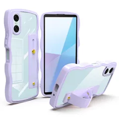(パープル) ストラップホール TPU 薄型 軽量 人気 おしゃれ カバー 10VI Xperia Xperia スマホケース vi 10 10 エクスペリア 透明 うねうね 耐衝撃 ケース ケース XQ-ES44 / / / A402SO SOG14 SO-