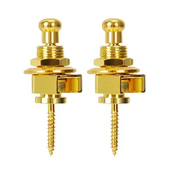 ギターストラップロックピン ロック式ストラップピン ロックピン エレキギタ?用 滑り止め 落下防止 金属製 取り付け簡単 楽器 エレキギター ギター ブラック/ゴルドー/シルバー 2個セット (ゴールド)