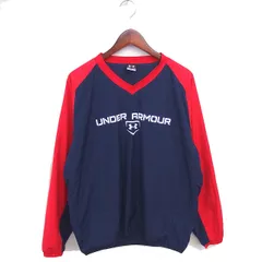 アンダーアーマー UNDER ARMOUR スポーツウエア Vネック ロゴプリント 薄手 ラグランスリーブ 長袖 MD ネイビー レッド 紺 赤 /TT