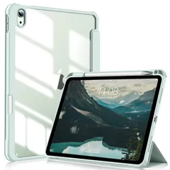 Air 第5/4世代 ケース 10.9インチ ケース (2022/2020モデル用) PC Air 透明バックカバー 軽量 薄型 iPad 傷つけ防止 PU合成レザー iPad Apple Pencil (M3/M2、2025/2024) 収納可能 Penci