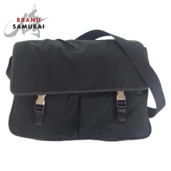 美品 PRADA プラダ テスート 三角ロゴプレート ブラック 黒 シルバー金具 ショルダーバッグ メッセンジャーバッグ メンズ 505179【中古】
