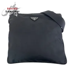 PRADA プラダ テスート 三角ロゴプレート ブラック 黒 シルバー金具 ナイロン ショルダーバッグ メッセンジャーバッグ レディース 505223【中古】