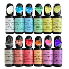 シリコンモールド対応 そのまま流して使う クリア ジュエリーカラー UVレジン着色 10mlｘ12色 着色液 着色剤 レジン [Ailesエール]