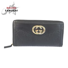 美品 GUCCI グッチ グッチシマ インターロッキング ブラック 黒 ゴールド金具 レザー 291132 長財布 ロングウォレット レディース 600043【中古】