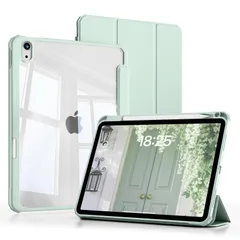 JKSML iPad 11世代 ケース A16 (11インチ、2025モデル) iPad 第10世代 (10.9インチ、2022モデル)専用 透明ケース ペン収納 オートウェイクアップ 背面硬質アクリル エアガードコーナー 耐衝撃 三つ折り 黄変しな ...