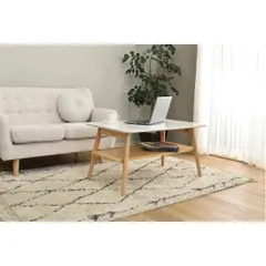 ローテーブル 折りたたみテーブル 棚付き 幅90cm ハイグロス天板 木製脚 センターテーブル ホワイト WH 完成品