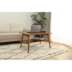 ローテーブル 折りたたみテーブル 棚付き 幅90cm アカシア 木製 センターテーブル 完成品