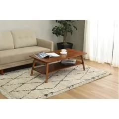 ローテーブル 折りたたみテーブル 棚付き 幅105cm アカシア 木製 センターテーブル 完成品