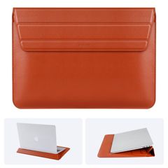 POKLOX Laptop Bag Sleeve for 13-14 Inch MacBook, Adjustable Angle, Skin-Friendly Leather, Premium Texture - Lightweight, Flexible, Innovative Magnetic Design, Improves Office Efficiency (Natural Brown)