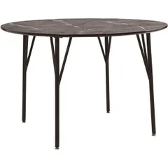 ダイニングテーブル リビングテーブル ラウンドテーブル 幅105cm 円形 丸型 スチール脚 大理石風 メラミン グレー GY 組立品