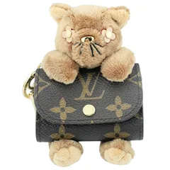 【中古】 LOUIS VUITTON ルイ・ヴィトン バッグチャーム・LV キュートモノグラム M03748 ブラウン イヤホンケース ミニポーチ 猫 キーリング 26002830 MK