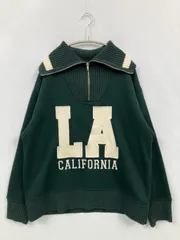 ZARA ザラ スウェット USA M グリーン コットン スウェット 長袖 前面プリント ブランドロゴ 刺繍