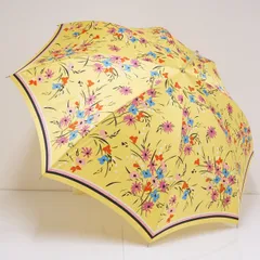 傘 Kate spade new york ケイトスペード USED美品 イエロー フラワープリント 花柄 ロゴ グラス骨 日本製 軽量 60cm S1915