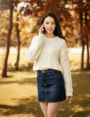 ミニスカート_デニム色