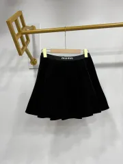 ベルベット プリーツ スカート ブラック