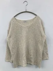 IENA イエナ ニット/セーター アイボリー ウール・ニット 無地 ミドル丈 長袖 Vネック