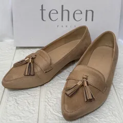 tehen テーン ローファー フラットシューズ パンプス スエード ベージュ 24㎝ タッセルローファー ローファー