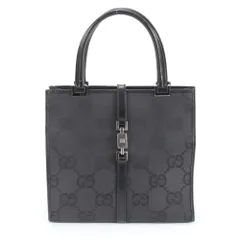 極美品 グッチ GGキャンバス ジャッキー 002-1065 レザー ハンドバッグ トート 本革 ブラック 黒 レディース RRM CZ25-10【中古】