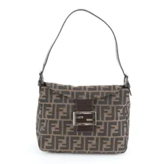 極美品 フェンディ ズッカ マンマバケット FF 金具 レザー ショルダーバッグ 肩掛け ハンド ブラウン レディース RUM DF22-10【中古】