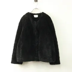 ローリーズファーム LOWRYS FARM ボアブルゾン M＼ブラック ノーカラー ジャケット アウター フリース【2400014838824】