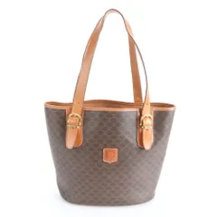 美品 セリーヌ マカダム トリオンフ レザー トート バッグ 肩掛け ショルダー ハンド 本革 ブラウン レディース RWM DN38-6【中古】