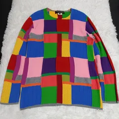 美品✨20AW　コムデギャルソンオムプリュス　COMME des GARCONS HOMME PLUS　パッチワーク　ボリューム　ケーブル　ニット　セーター　クレイジーパターン　ドッキング　マルチカラー　M