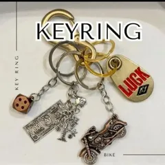 バイク ＄ LUCK じゃらじゃら キーホルダー カラビナ付き バッグチャーム ストリート  古着 アメカジ 韓国 ヴィンテージ