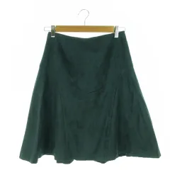 ビームスハート BEAMS HEART スカート フェイクスエード フレア ひざ丈 薄手 1 深緑 ダークグリーン /AH10