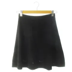 セオリー theory スカート ニット フレア ミニ ストレッチ 薄手 裾デザイン 小さいサイズ P 黒 ブラック /CK15