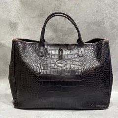 LONGCHAMP ロンシャン 型押し　バッグ クロコ型押し ダークブラウン 茶色 ハンドバッグ レディース 大容量 通勤 通学 ビジネスバッグ フランスブランド 高級感 上品デザイン 人気モデル レディースバッグ エレガントバッグ ブランドバッグ 人気バッグ
