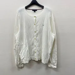 C640-43555 トミーヒルフィガー レディース カーディガン ホワイト US/XL JP/2XL ロゴ刺繍