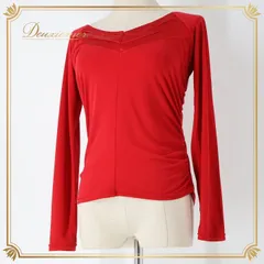 社交ダンス 衣装 トップス ブラウス レッド系 チャコット Chacott 練習 レッスン 無地 シンプル 長袖 赤 上品 伸縮 ストレッチ かわいい パーティー イベント ステージ ダンス衣装 鮮やか