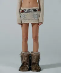 SCULPTOR Nordic Knit Micro Skirt Ivory M