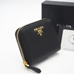 ★3日以内返品可★ 未使用 PRADA プラダ ヴィッテロムーブ コインケース ネロ 1MM268 コインケース ブラック ゴールド レザー レディース