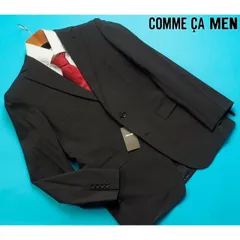 新品定価4.5万円 COMME CA MEN コムサメン ポリスト ストライプ ジャケット46C(AB5相当)黒(05) 12GD09