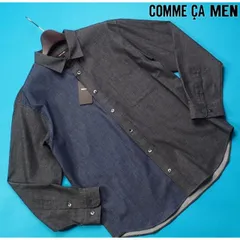 新品サンプル定価2.6万円 COMME CA MEN コムサメン クレイジーパターン ダンガリー シャツ M黒(05) 90IM30