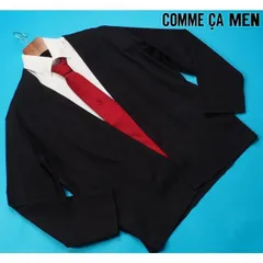 新品サンプル定価2.8万円 COMME CA MEN コムサメン 花柄使い ハッピカーディガン L黒(05) 45CM08のサムネイル