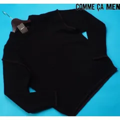 新品サンプル定価2.2万円 COMME CA MEN コムサメン ブランケットステッチ クルーネックニット M黒(05) 34KM08のサムネイル
