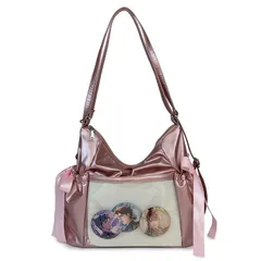 [Liebendo] 痛バッグ 痛バ リュック 推し活バック ショルダー バッグ リボン Y2K 肩掛け 可愛い 推し活 グッズ ぬいぐるみ 鞄 人気 おしゃれ かわいい いたバック a4 いたば ぬい活 レディース オタ活 (シルバー) [シルバー]