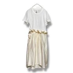 noir Kei ninomiya ノワール ケイニノミヤ コットンシルク 切り替トップス COMME des GARCONS 半袖 ロングワンピース ラップ風スカート レディース サイズS ホワイト 夏 ゴーゴー古着マルイ北千住店 23 No.K 1543