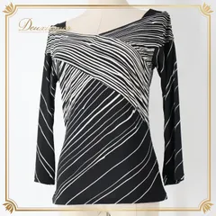 社交ダンス 衣装 トップス ブラウス ブラック系 チャコット Chacott 日本製 黒 白 柄 模様 伸縮 ストレッチ 練習 レッスン モノトーン シンプル ダンス衣装 パーティー かわいい イベント ステージ ホワイト系