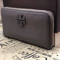 トリーバーチ 長財布 革 ラウンド グレージュ 小銭 カード GA55