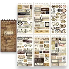 Libérez-moi 1冊 385枚以上 切れてる レトロ ナンバリング マスキングテープ 素材 高級和紙 フレークシール ブック 手書き ヴィンテージ アンティーク コラージュ スクラップブッキング 紙装飾 デコパージュ ギフトラッピング 数字 タ [1]